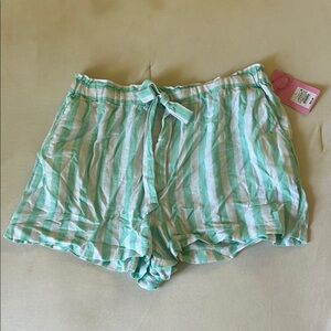 Striped Green and White Women's Shorts